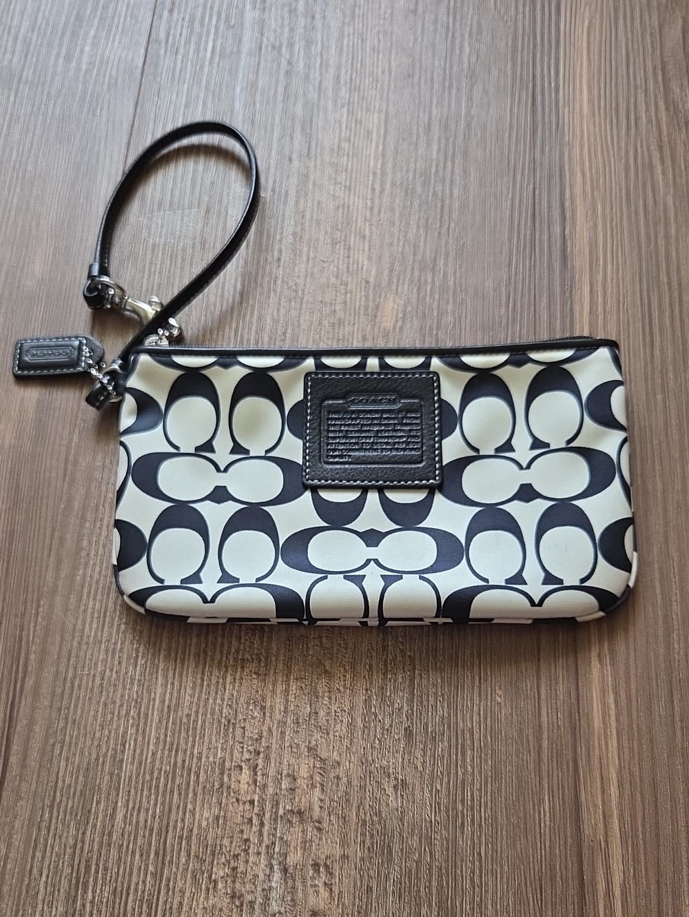 Coach Black and White Signature Wristlet